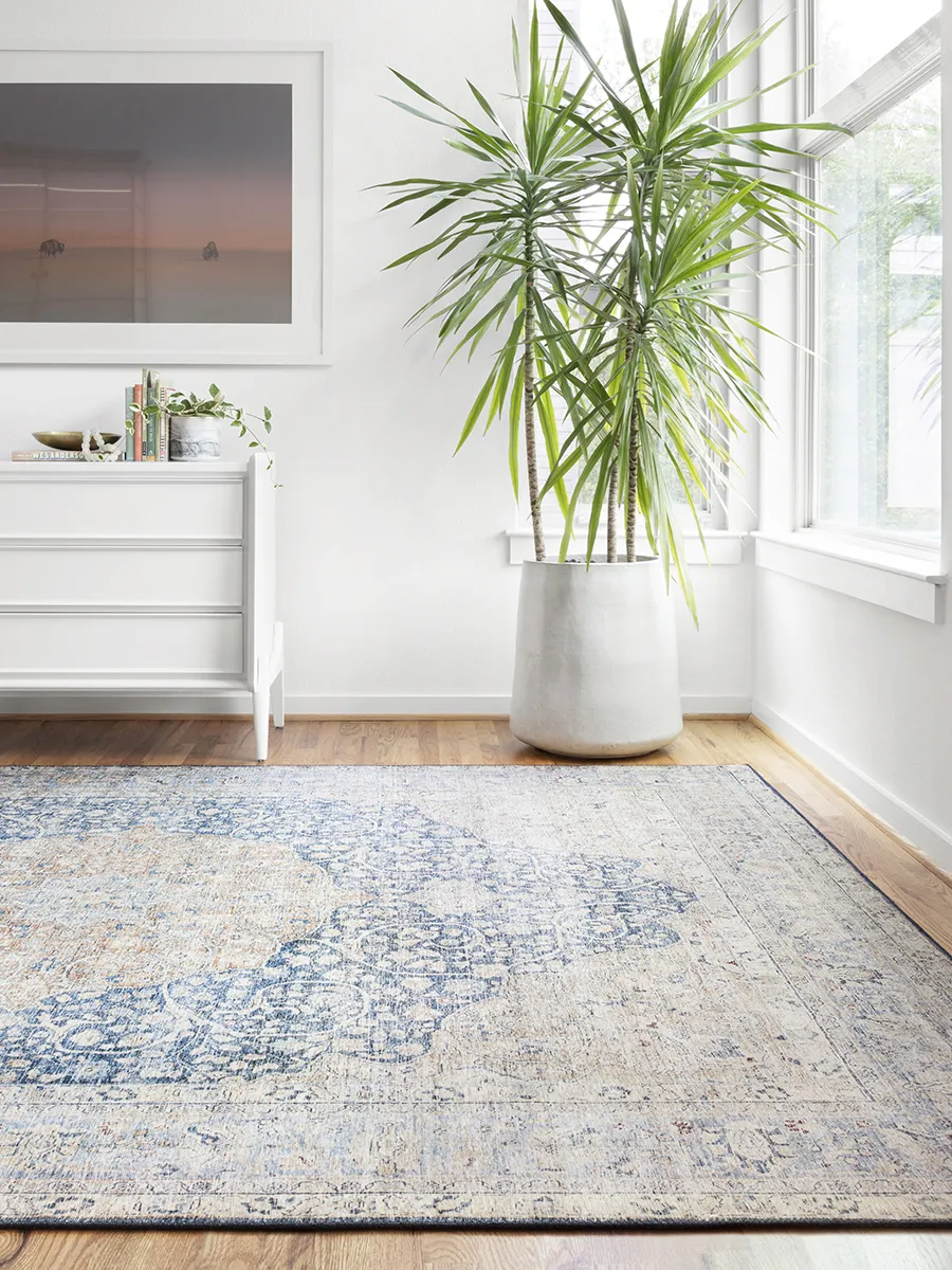 Layla LAY07 Blue/Tangerine 9' x 12' Rug by Loloi II