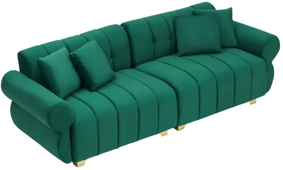 Merax Modern Velvet Sofa Couch with Pillows