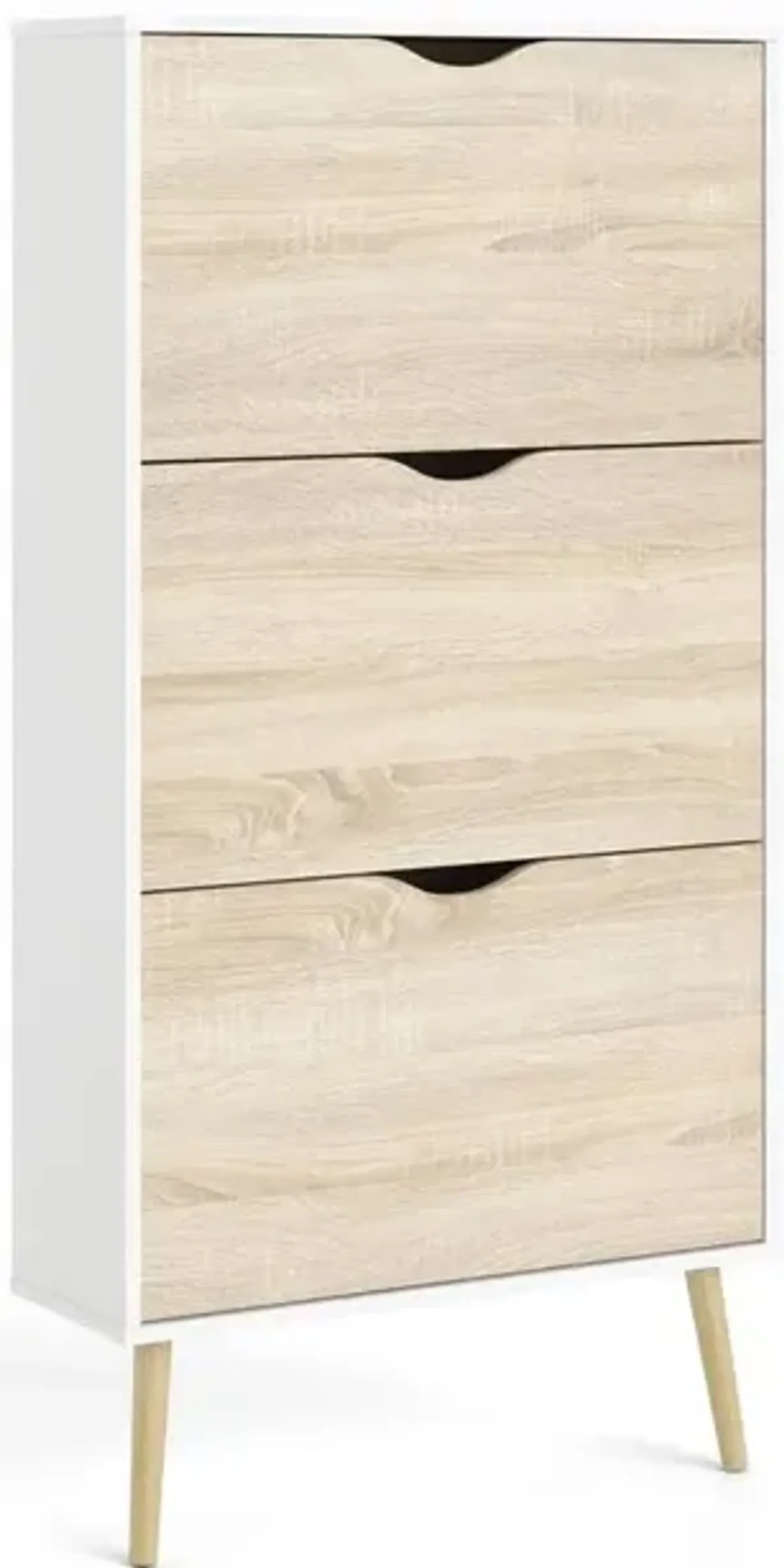 Tvilum Diana 3 Drawer Shoe Cabinet, White/Oak Structure