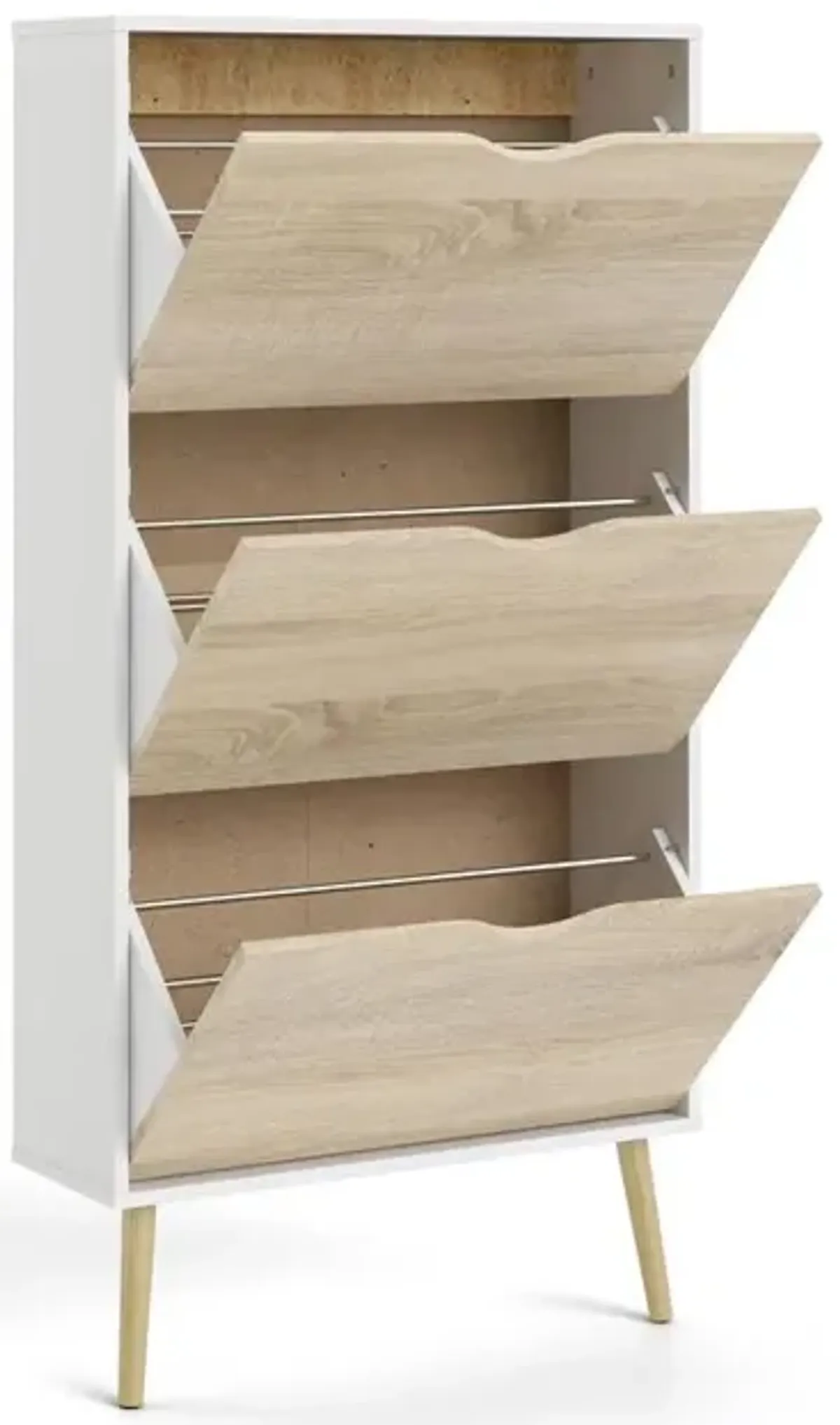 Tvilum Diana 3 Drawer Shoe Cabinet, White/Oak Structure