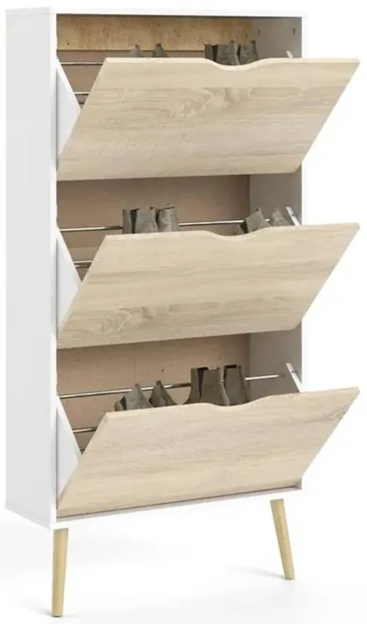 Tvilum Diana 3 Drawer Shoe Cabinet, White/Oak Structure