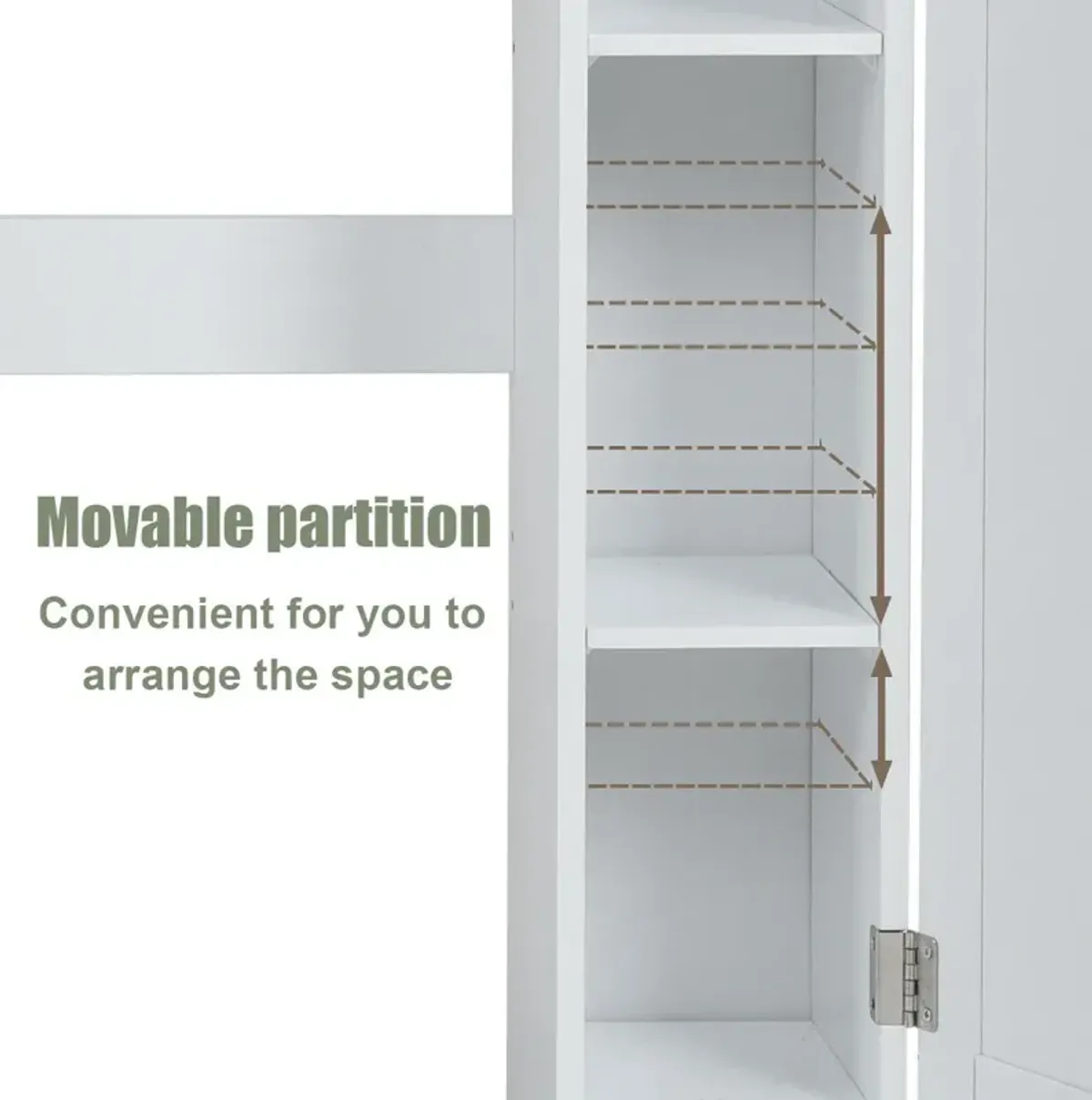 Costway Over the Toilet Storage Wooden Cabinet Drop Door Spacesaver Bathroom White