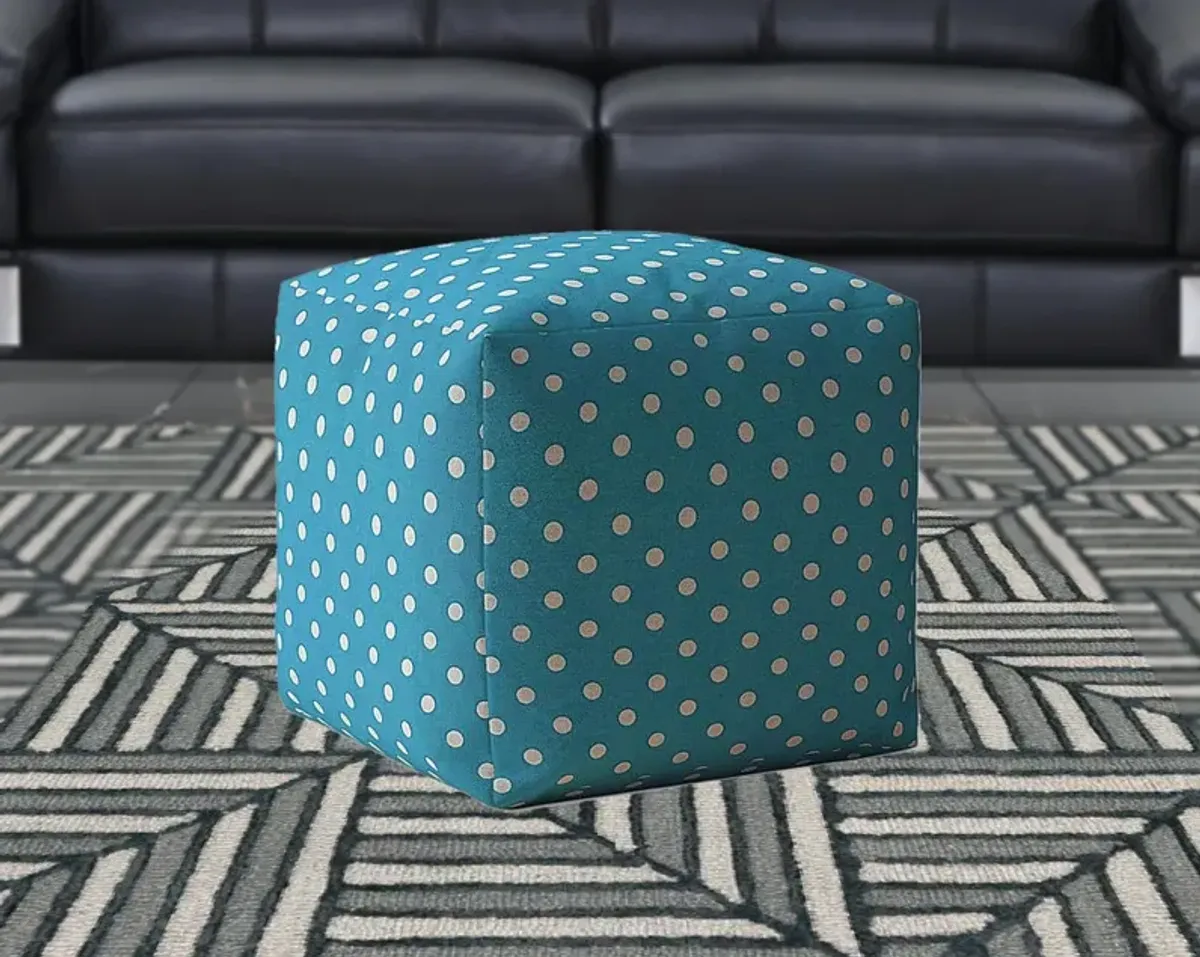 Hivvago 17" Blue Cotton Polka Dots Pouf Ottoman