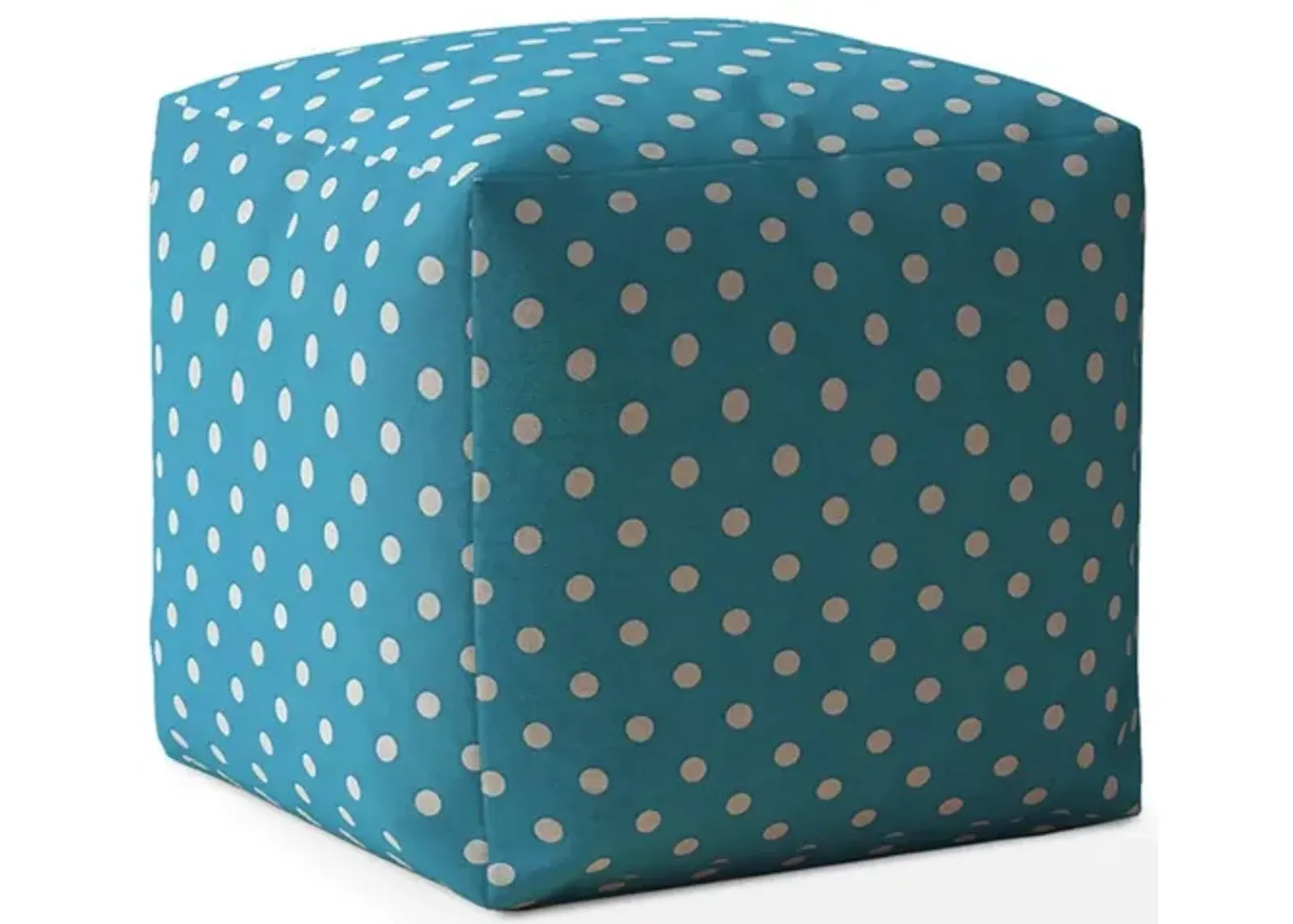 Homezia 17" Blue Cotton Polka Dots Pouf Ottoman