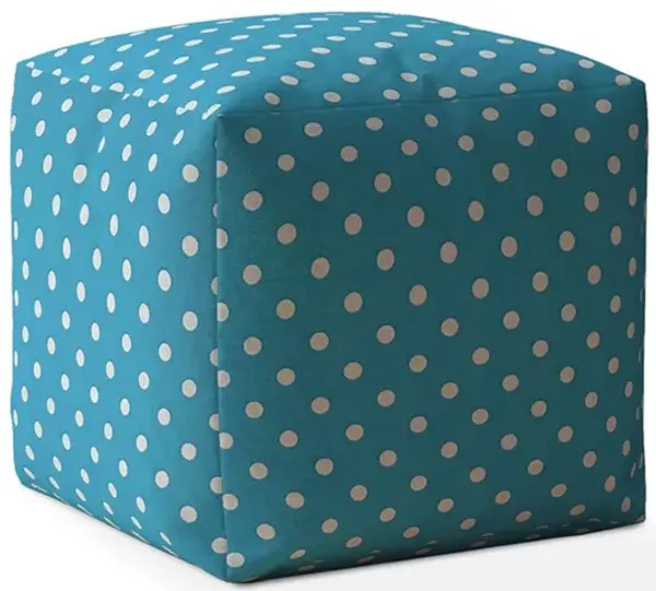 Hivvago 17" Blue Cotton Polka Dots Pouf Ottoman