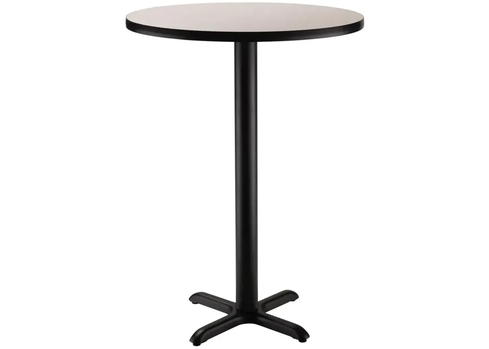 NPS® Café Table, 36" Round, "X" Base, 42" Height, Particleboard Core/T-Mold - Grey