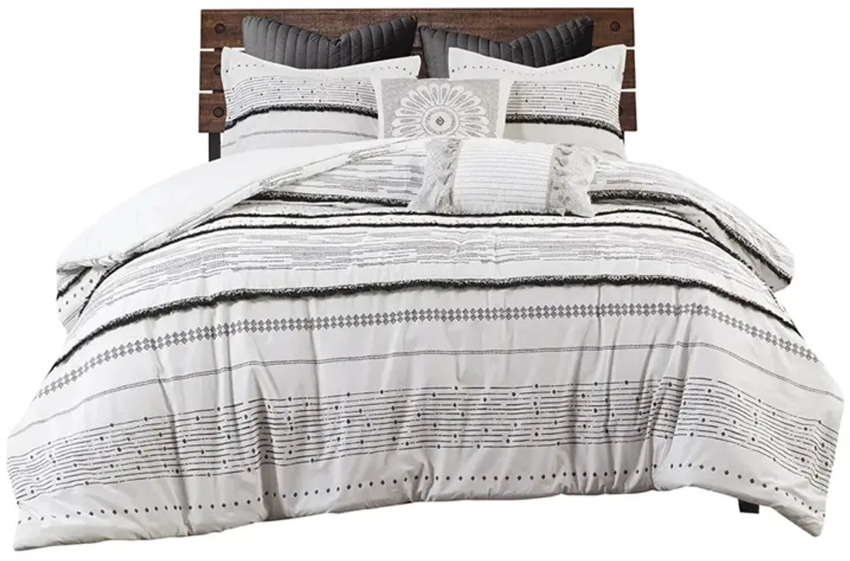 Gracie Mills Hogan Boho Cotton Printed Comforter Set with Trims