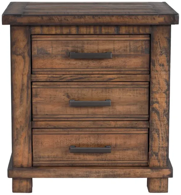 Merax Rustic 3-Drawer Solid Wood Nightstand