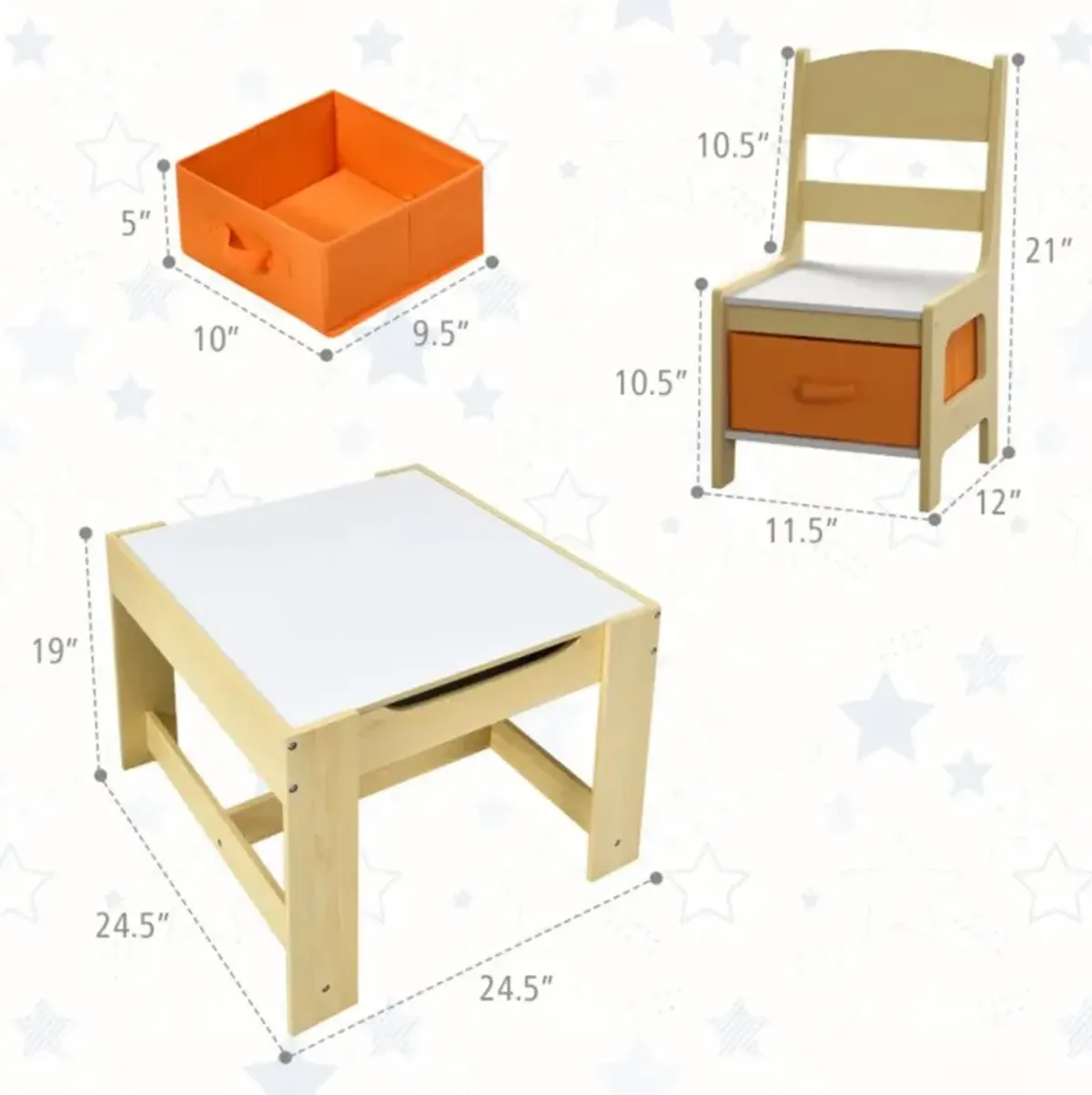 Hivvago Kids Table Chairs Set With Storage Boxes Blackboard Whiteboard Drawing