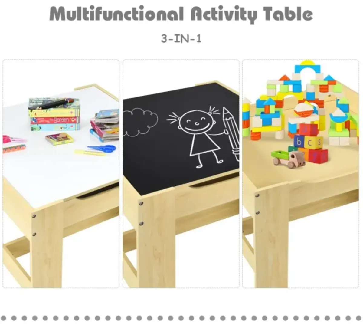 Hivvago Kids Table Chairs Set With Storage Boxes Blackboard Whiteboard Drawing