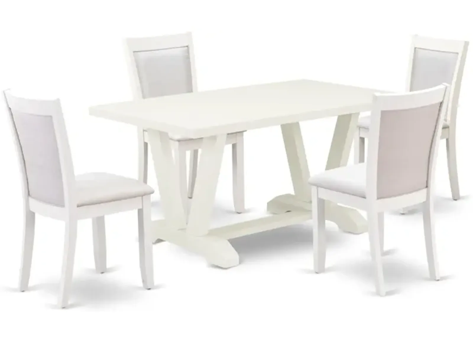 East West Furniture V026MZ001-5 5Pc Dining Set - Rectangular Table and 4 Parson Chairs - Multi-Color Color