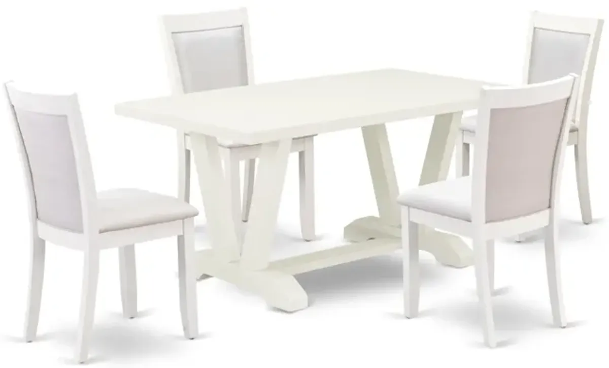 East West Furniture V026MZ001-5 5Pc Dining Set - Rectangular Table and 4 Parson Chairs - Multi-Color Color