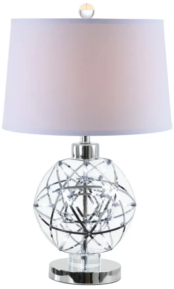 Cue 25 Inch Table Lamp, Empire Fabric Shade, Accent Nickel Round Base - Benzara