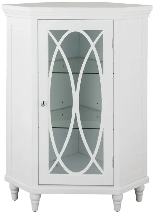 Teamson Home 32"H Florence Corner Floor Cabinet with 2 Adjustable Tempered Glass Shelves