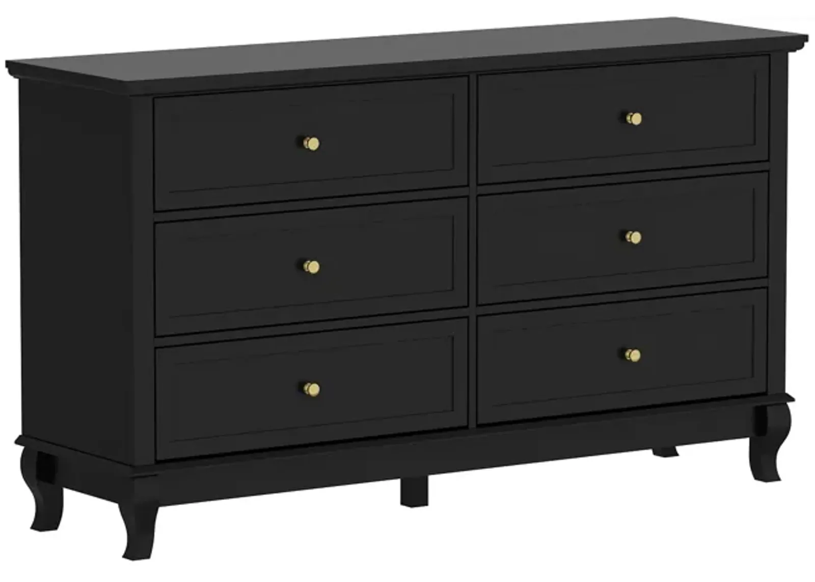 6 Drawer Double Dresser for Bedroom, Traditional Dresser Chest with Wide Drawers and Metal Handles, Wood Storage Chest of Drawers for Closet Living Room, (55.1" W x 15.7" D x 31.5" H)