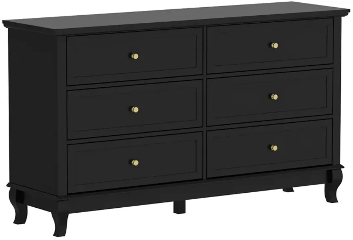 6 Drawer Double Dresser for Bedroom, Traditional Dresser Chest with Wide Drawers and Metal Handles, Wood Storage Chest of Drawers for Closet Living Room, (55.1" W x 15.7" D x 31.5" H)