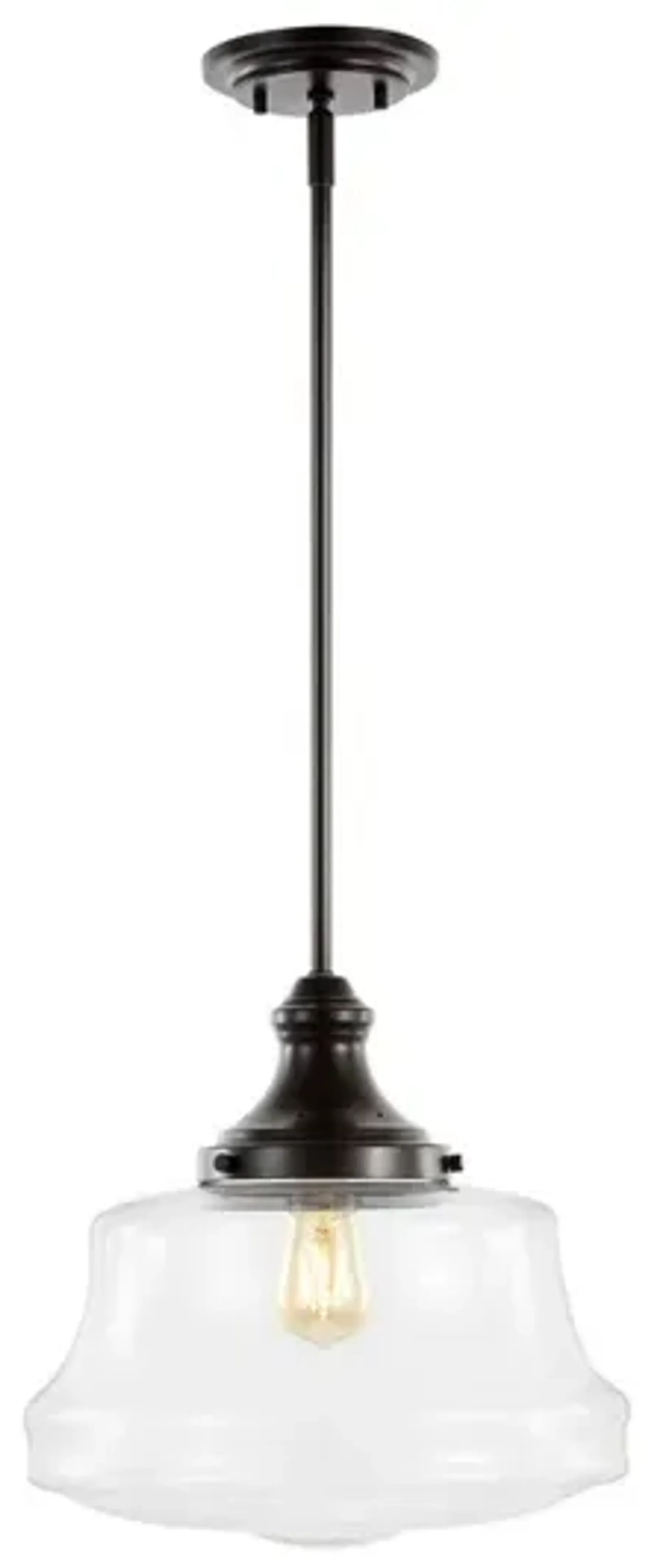 Schoolhouse 1-Light Bohemian Farmhouse Iron/Glass LED Pendant