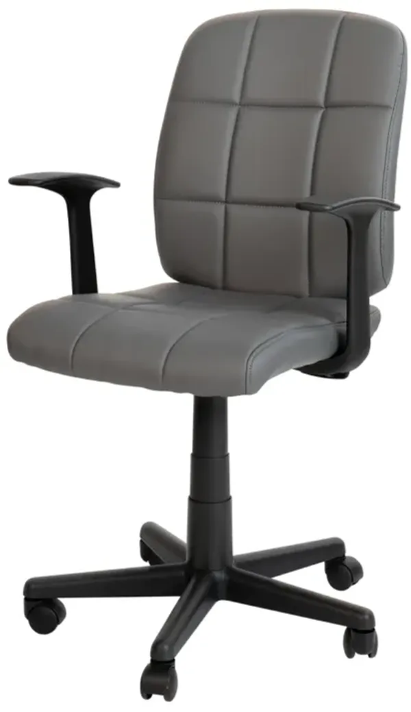 Clayton Mid-Back Quilted Vinyl Swivel Task Office Chair with Arms