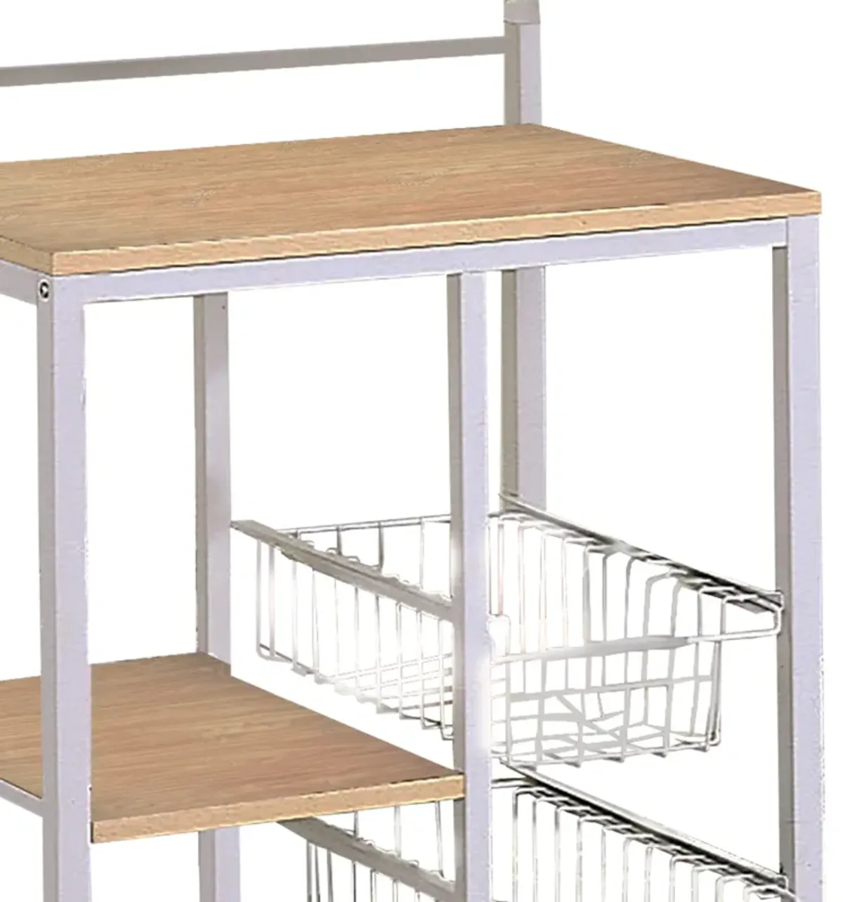 Kitchen Cart with 3 Shelves & 2 Storage Compartments, Brown And White-Benzara