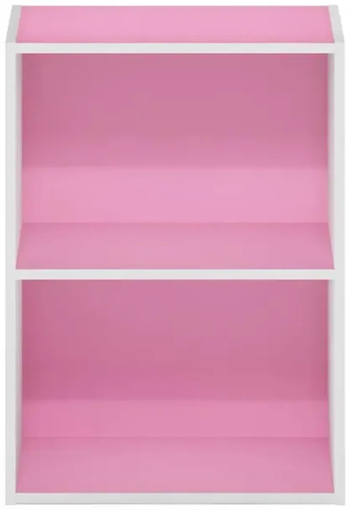 Furinno Luder 2-Tier Open Shelf Bookcase, Pink/White