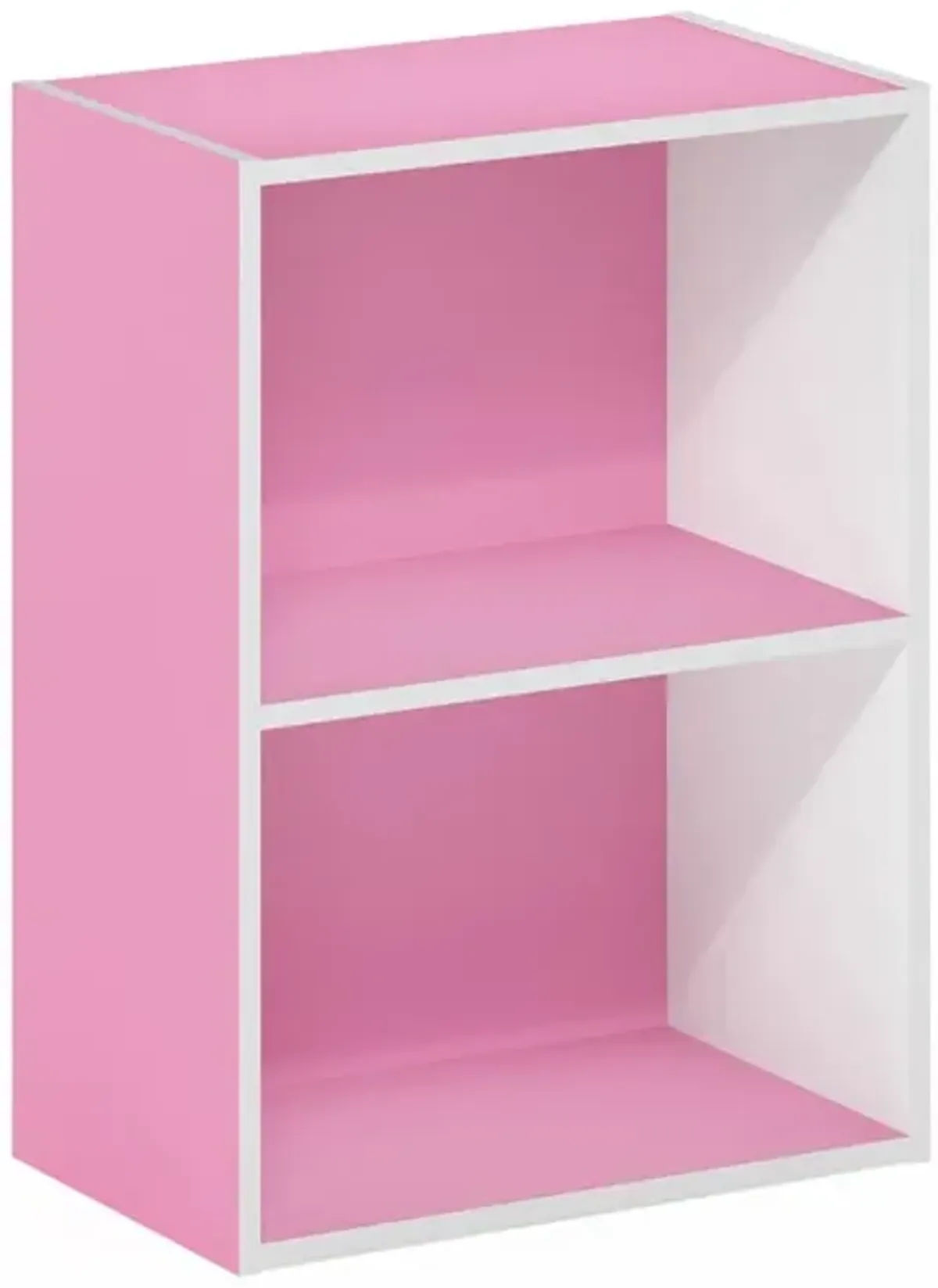 Furinno Luder 2-Tier Open Shelf Bookcase, Pink/White