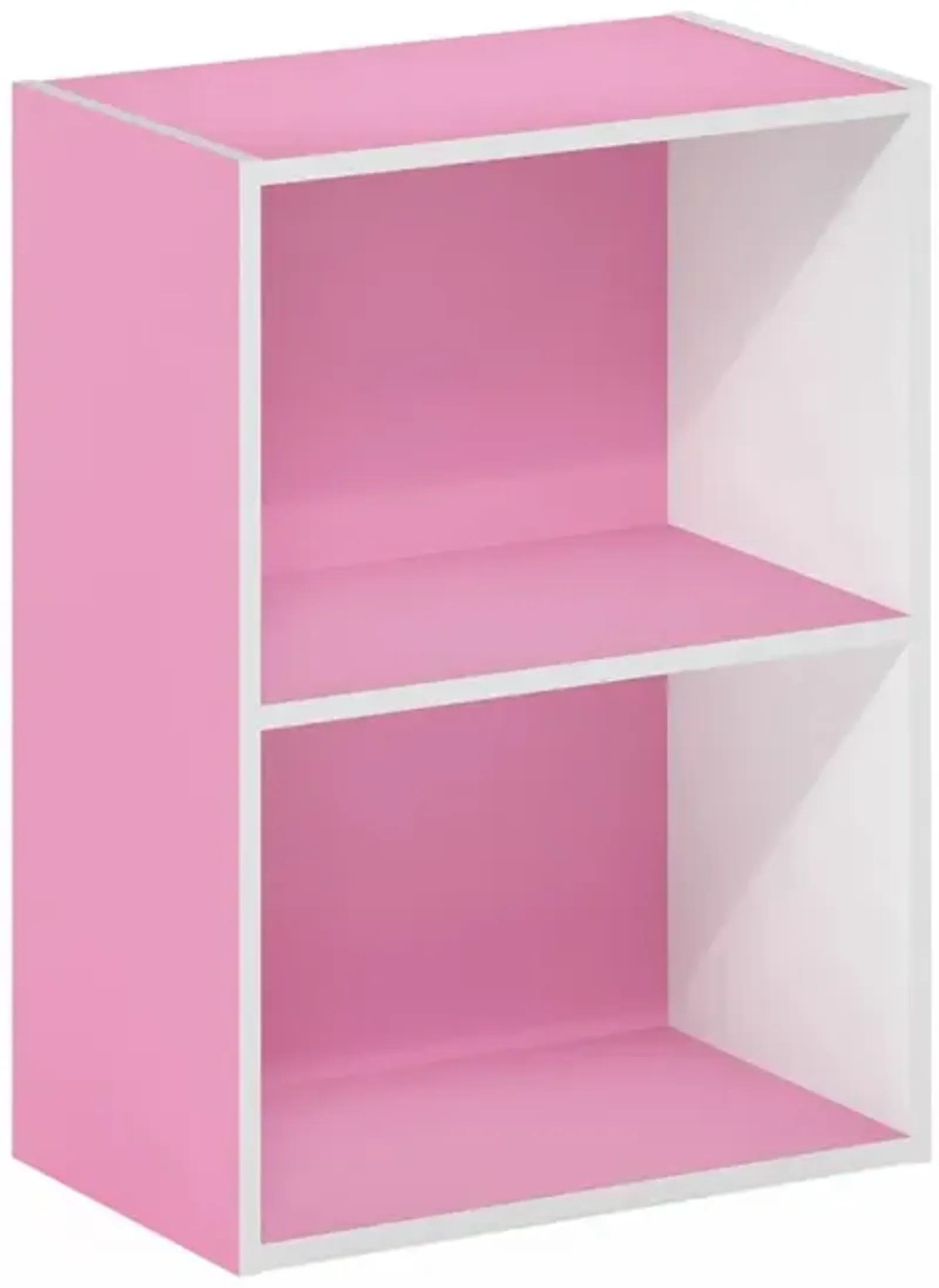 Furinno Luder 2-Tier Open Shelf Bookcase, Pink/White