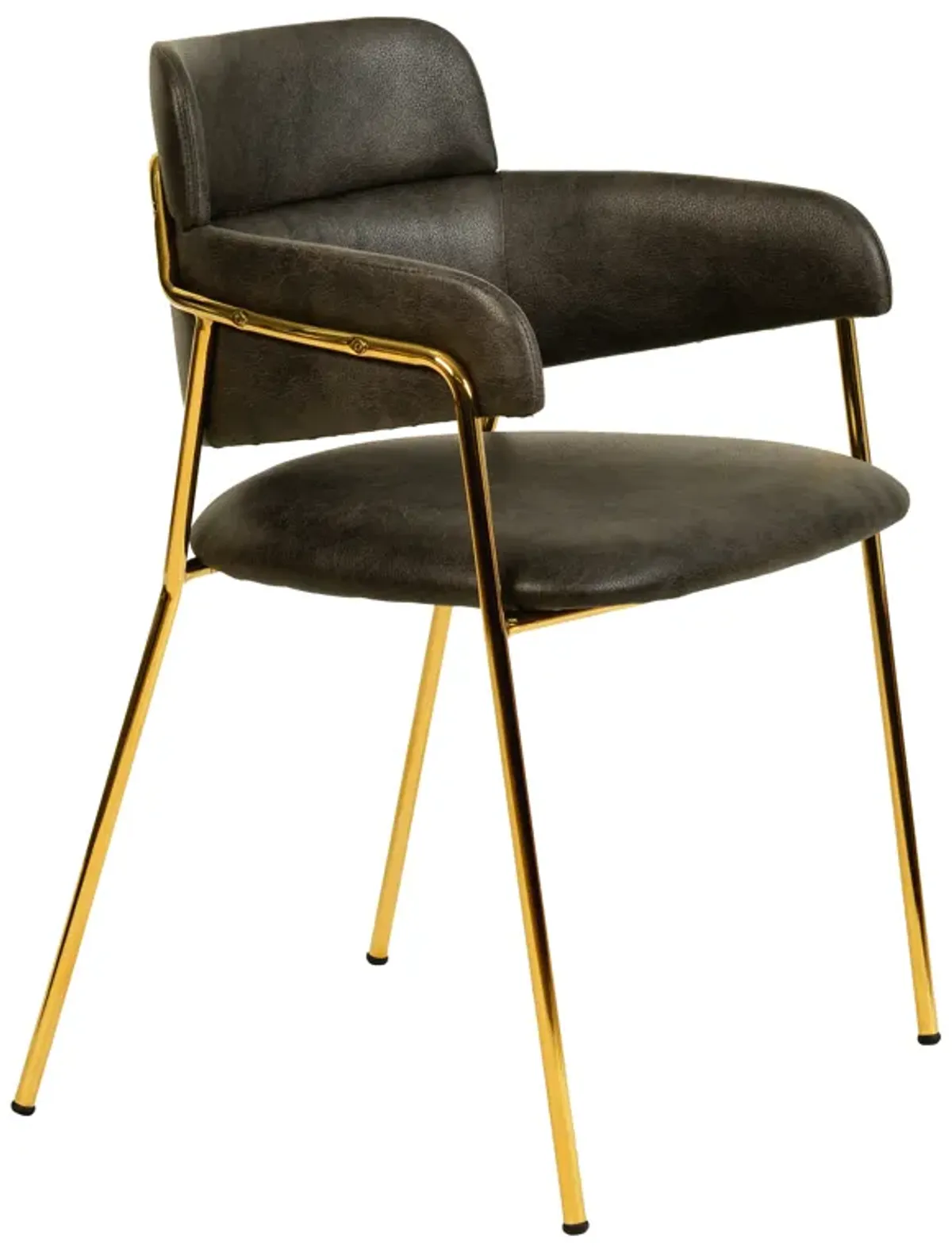 Axis Upholstered Dining Chairs Curved Open-Back & Gold Legs in