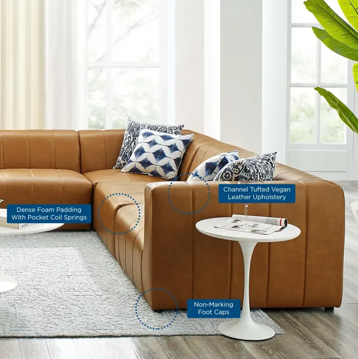 Bartlett Vegan Leather 8-Piece Sectional Sofa Brown EEI-4536-TAN