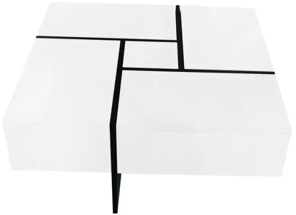 Modern Square Coffee Table with Hidden Storage and Extendable Tabletop