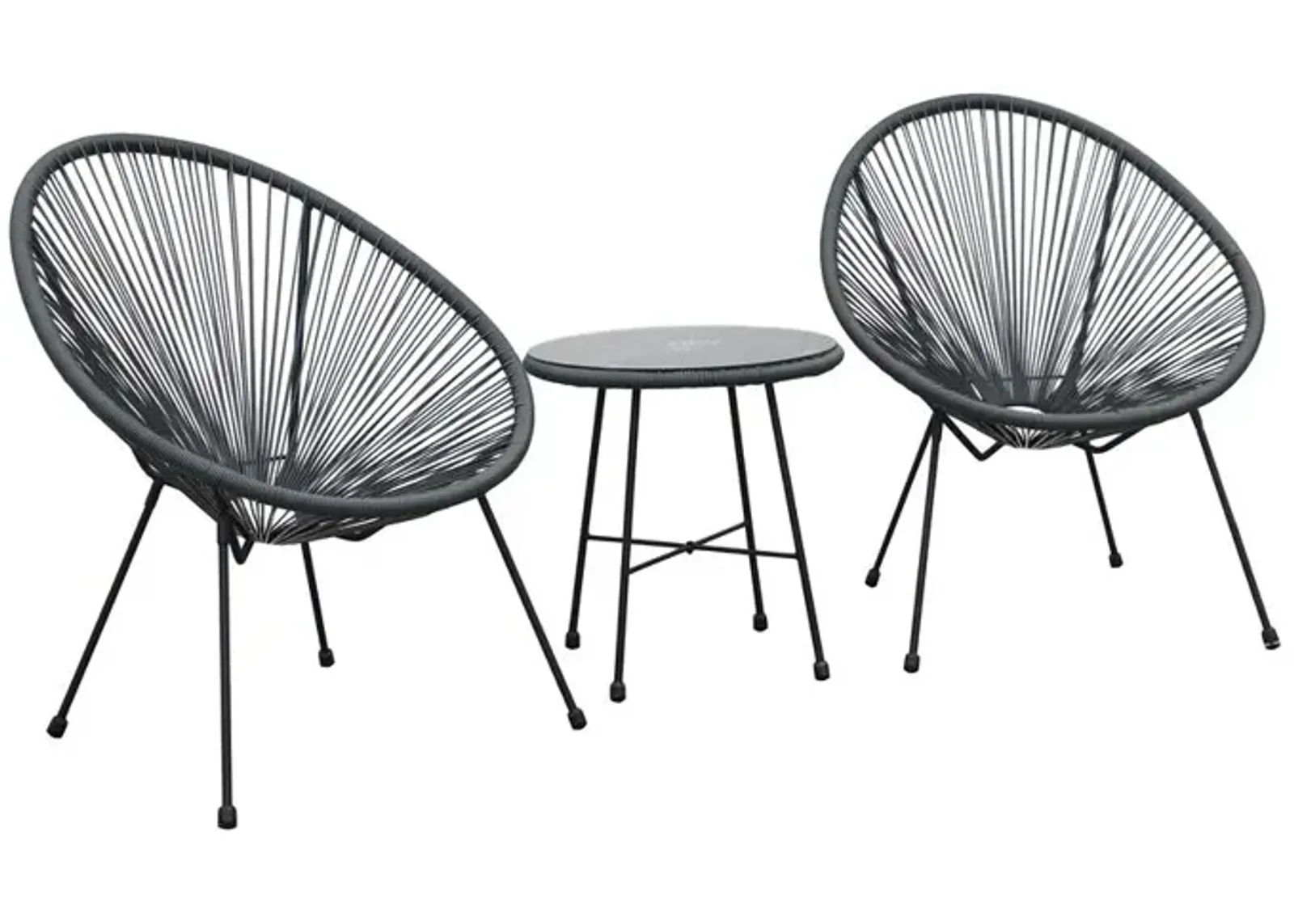 DUKAP Sassio 3 piece Conversation Patio Set - Black