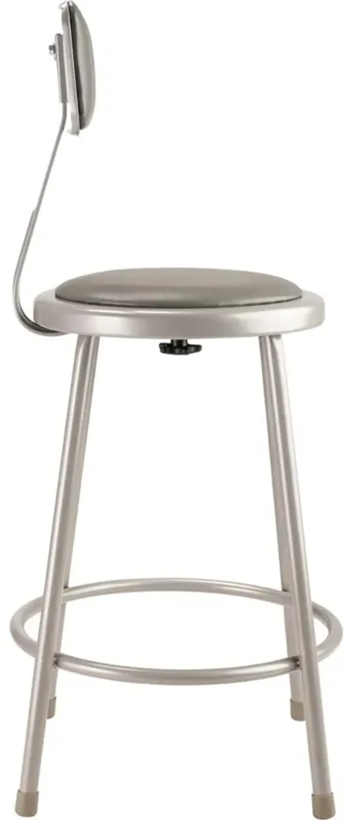 NPS® 24"Heavy Duty Vinyl Padded Steel Stool With Backrest, Grey