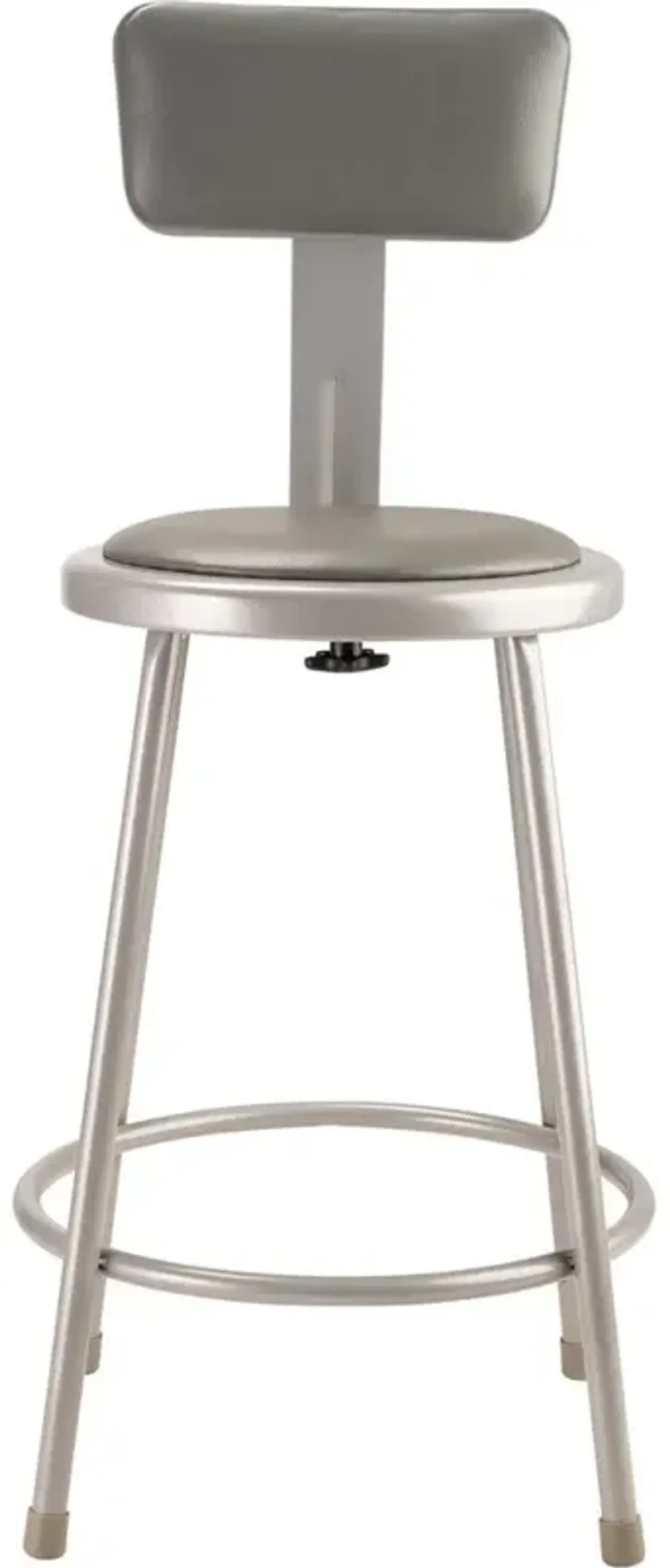 NPS® 24"Heavy Duty Vinyl Padded Steel Stool With Backrest, Grey