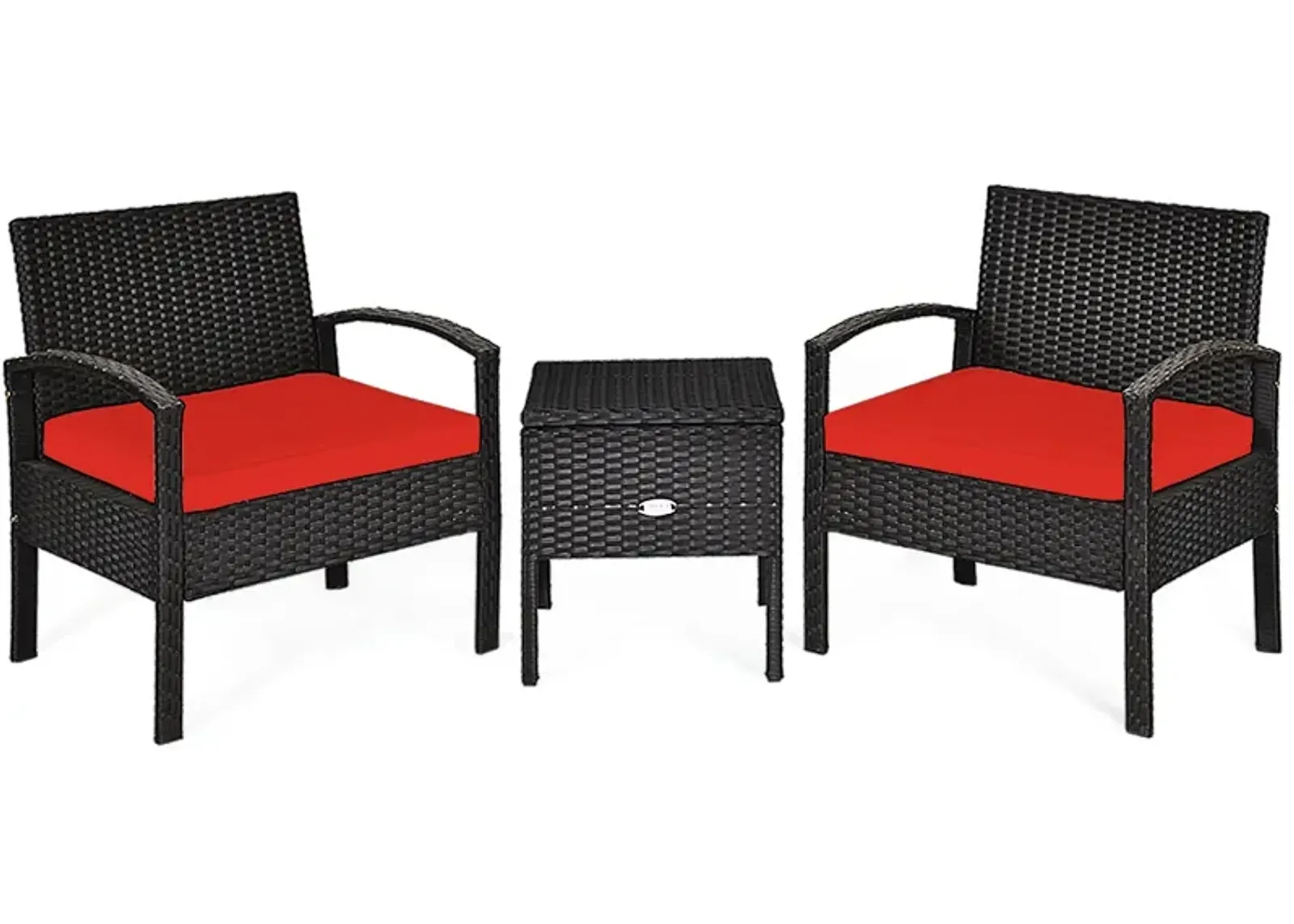 3 Piece PE Rattan Wicker Sofa Set with Washable and Removable Cushion for Patio