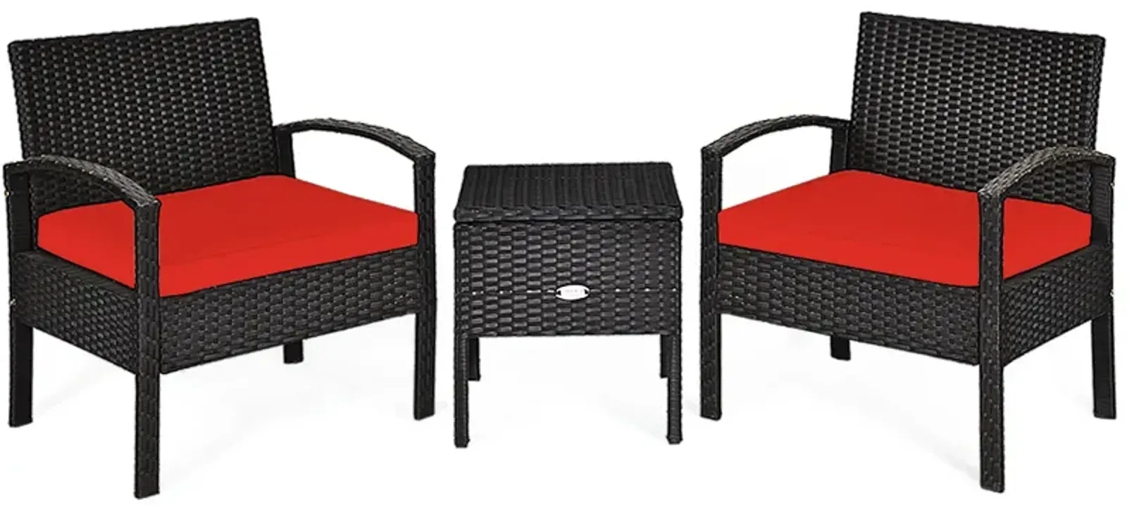 3 Piece PE Rattan Wicker Sofa Set with Washable and Removable Cushion for Patio