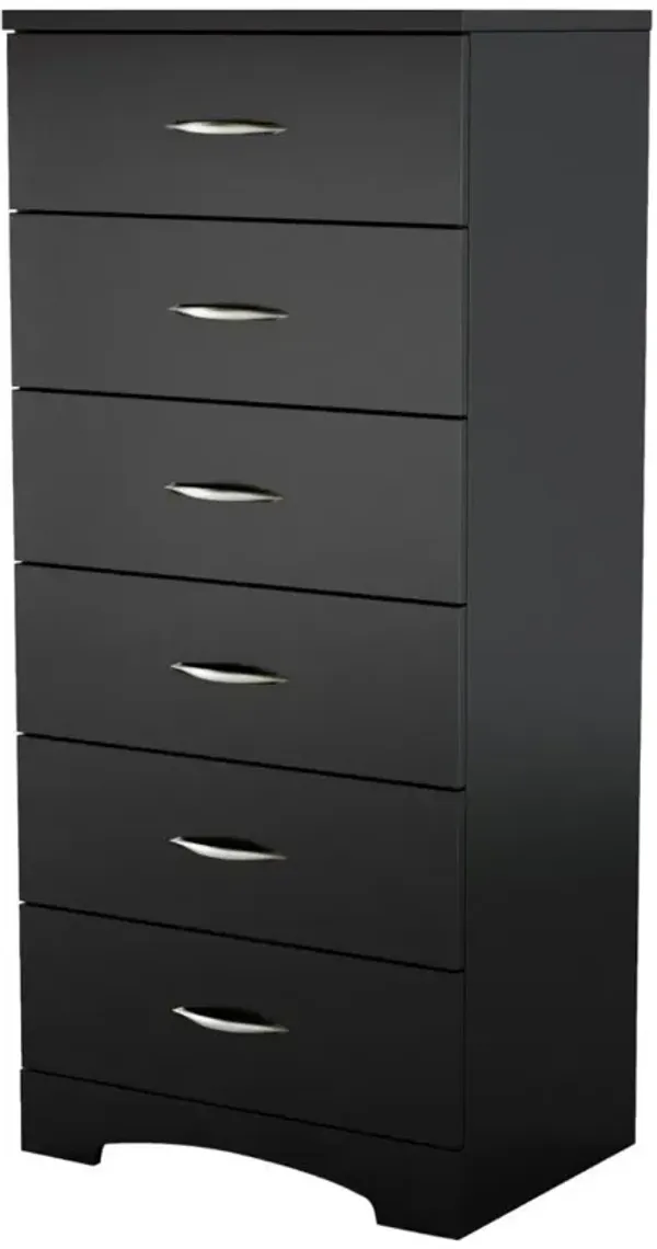 Black 6-Drawer Lingerie Chest for Contemporary Bedroom