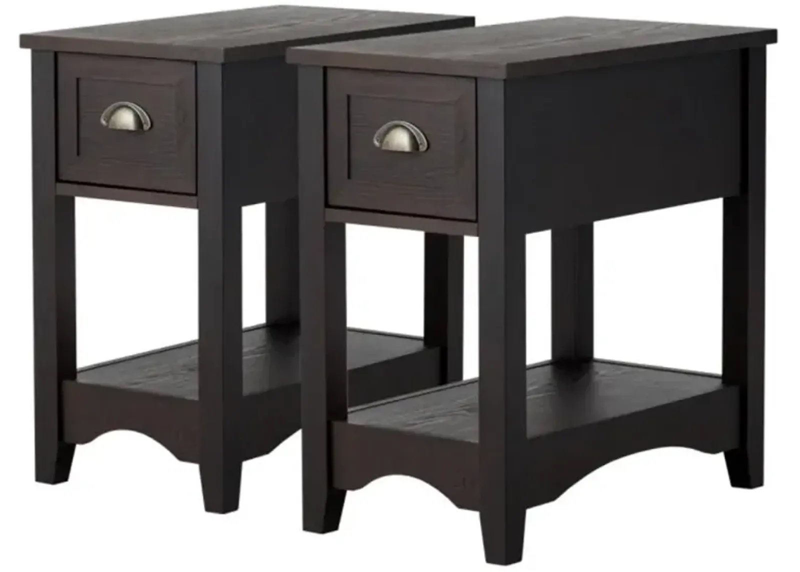 Hivvago Set of 2 Contemporary Side End Table with Drawer