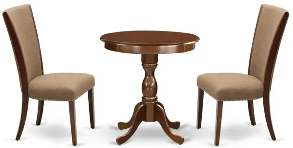 East West Furniture - ESVE3-MAH-47 - 3-Pc Kitchen Dining Set - 2 Dining Chairs and 1 Modern Dining Table (Mahogany Finish)