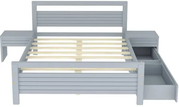 Merax Wooden Platform Bed with Bedside Tables