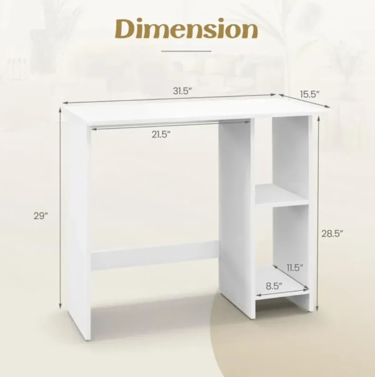 Hivvago Small Computer Desk with Storage and Adjustable Shelf