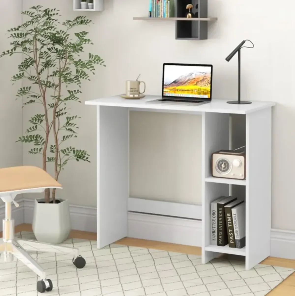 Hivvago Small Computer Desk with Storage and Adjustable Shelf