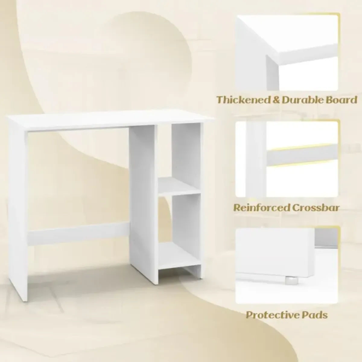 Hivvago Small Computer Desk with Storage and Adjustable Shelf