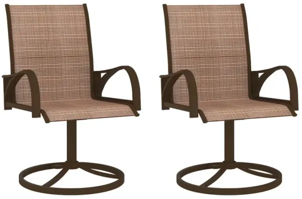 Garden Chair Set of 2 Brown Textilene, Powder-Coated Steel