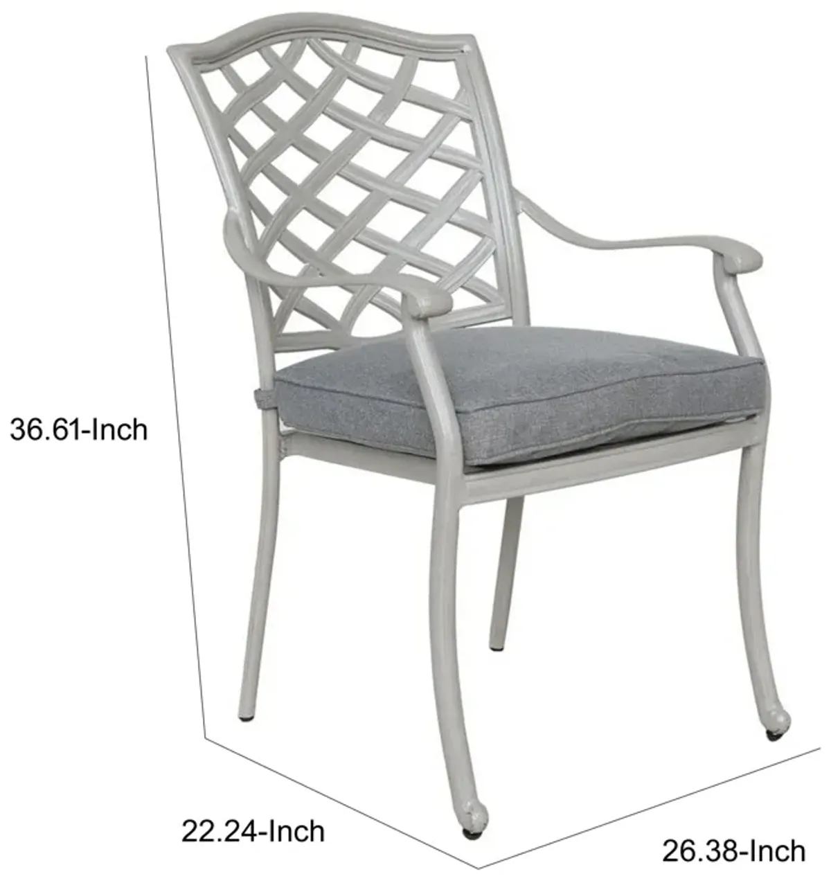 Wynn Outdoor Dining Armchair Set of 2, Aluminum, Heritage Gray Finish