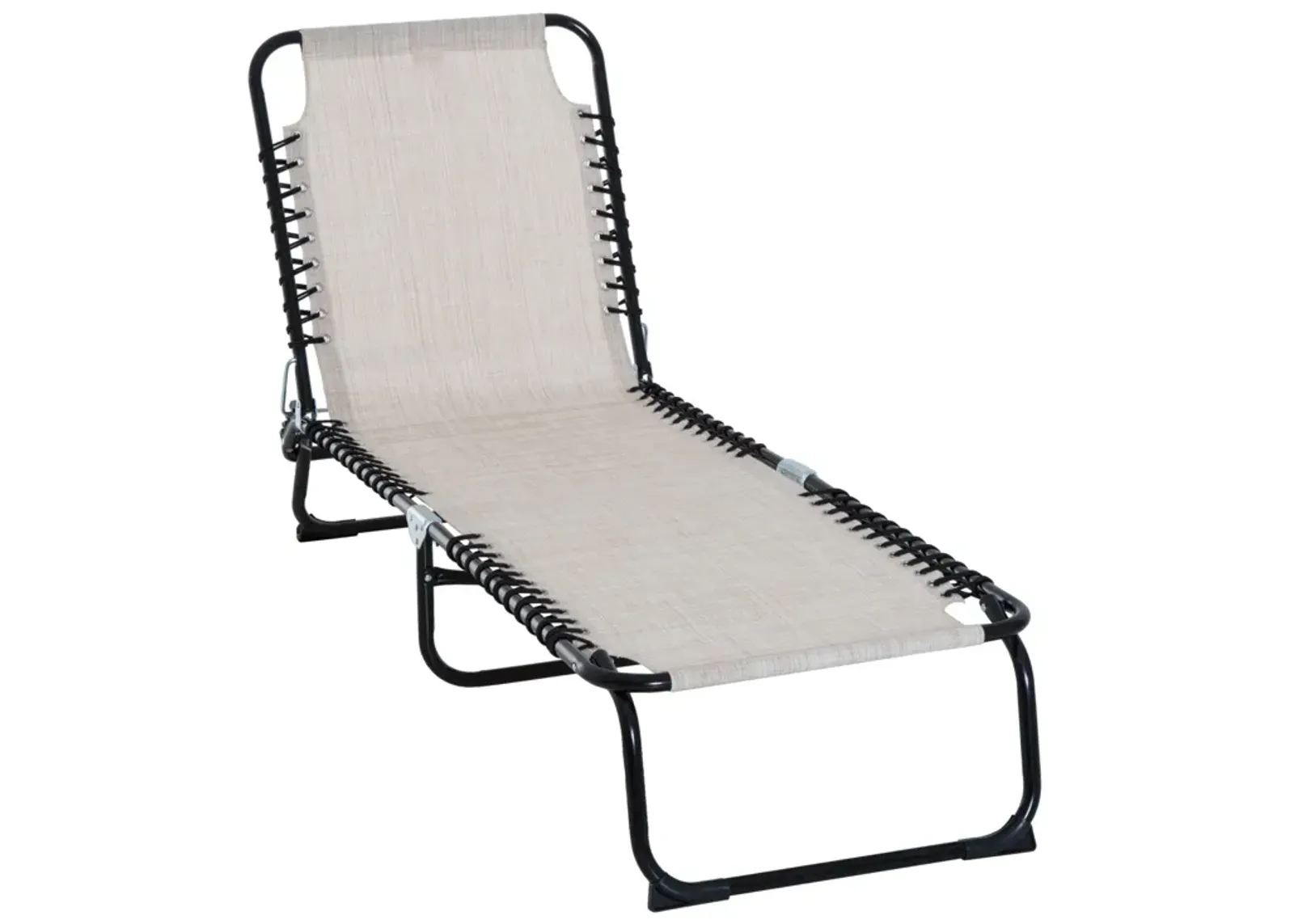 Cream Comfort Recliner: Breathable Mesh Outdoor Chaise Lounge