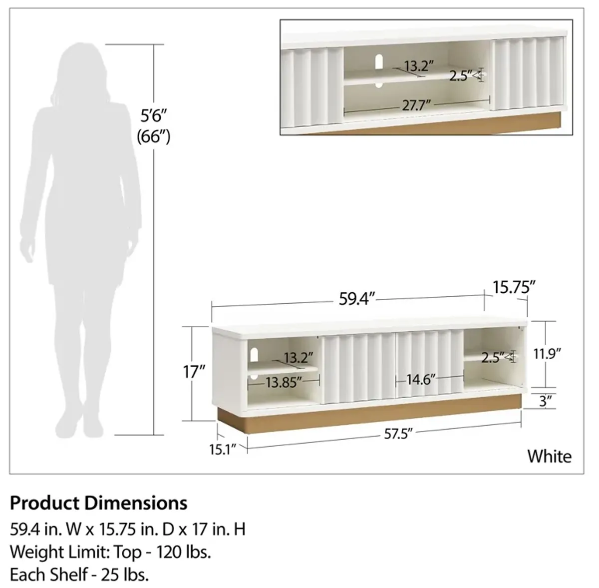 Rene Modern Scalloped TV Stand for TVs up to 65"