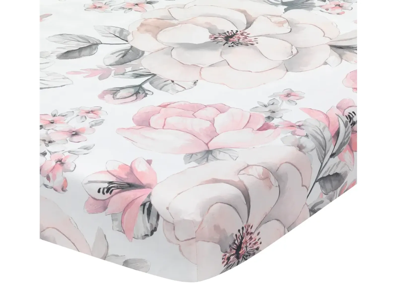 Lambs & Ivy Signature Botanical Baby Watercolor Floral Cotton Crib Sheet- White