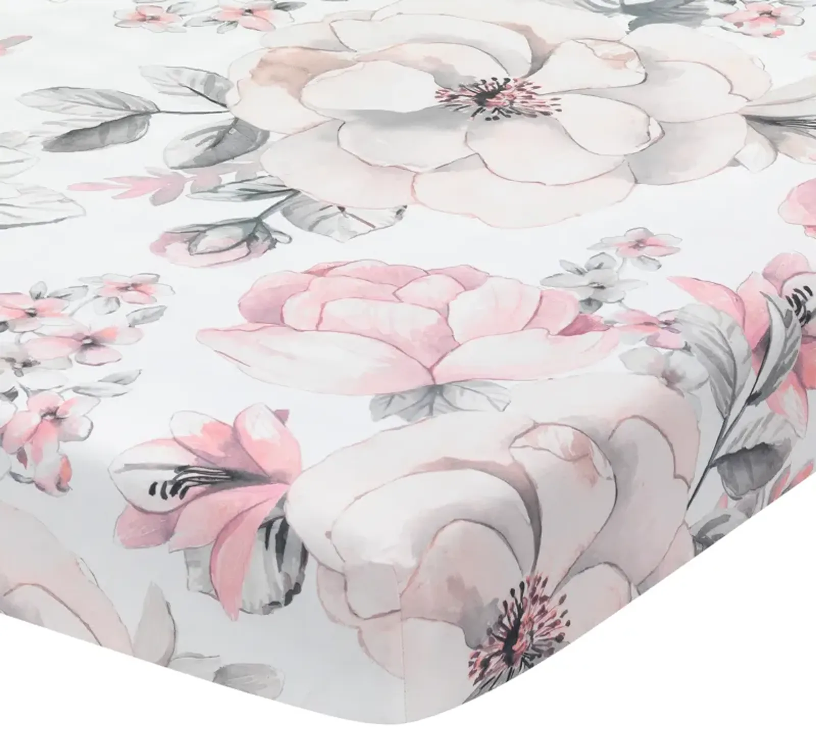 Lambs & Ivy Signature Botanical Baby Watercolor Floral Cotton Crib Sheet- White