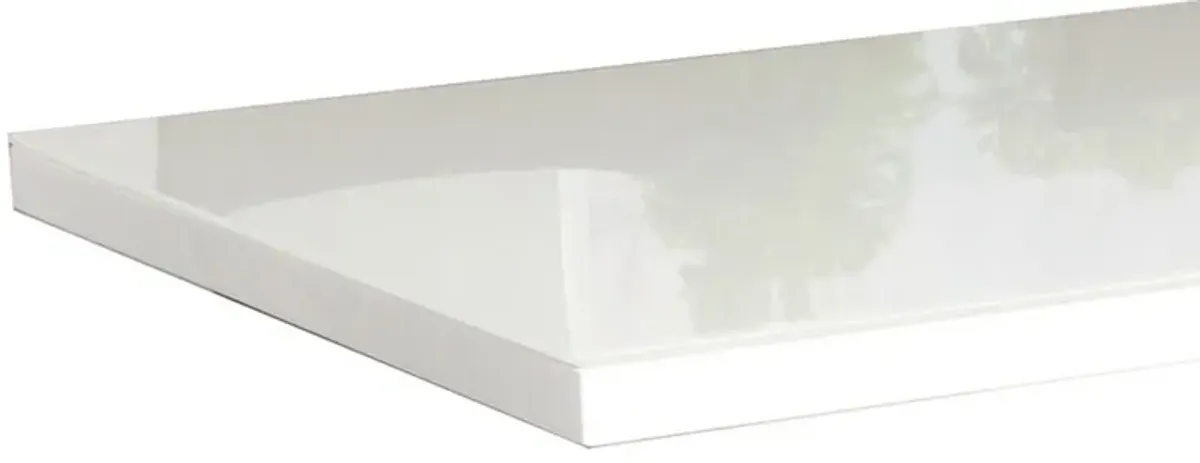 63 Inch Dining Table, Modern White Lacquered Rectangular Top, Steel Base - Benzara