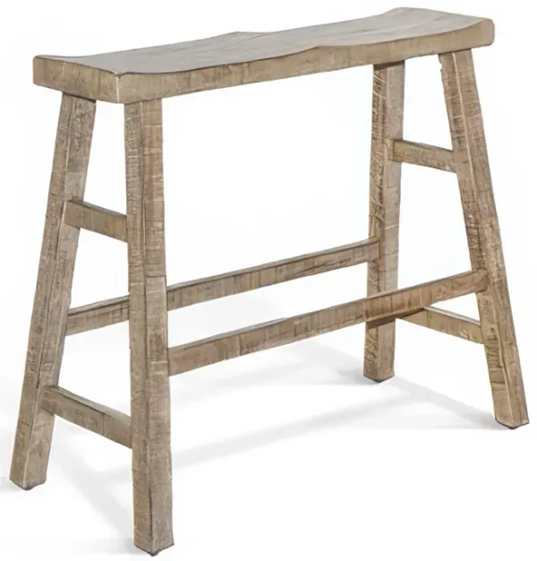 Rena Bar Height Bench, 33 Inch Rustic Light Brown Mahogany Wood Frame - Benzara