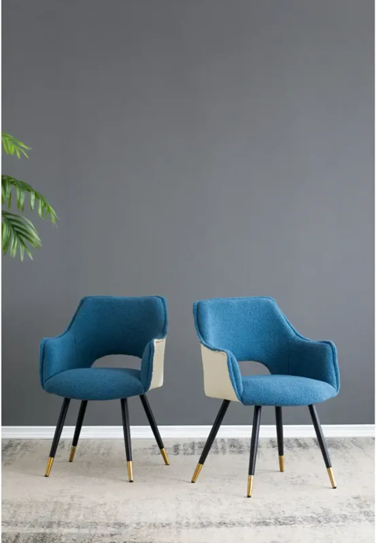 Set Of 2 Blue Fabric Side Chair, Living Room Bedroom Kitchen Vanity Accent Chair, 23" X 23" X 34"